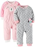 Carter's Baby Girls' Toddler 2-Pack Fleece Footless Pajamas, Puppy/Bear, 3T