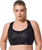 Yvette Limitless Funktioneller Sport BH Starker Halt Verstellbar Frei Wechsel Große Größe Fitness Lauf Bra, Schwarz, XXL