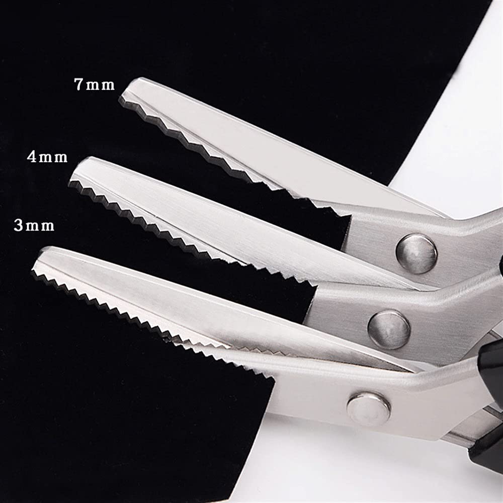 Tijeras para Manualidades, Tijeras artesanales de 23,5 cm, Tijeras Profesionales Costura y confección Acero Inoxidable, Herramienta Borde Decorativo Tela en Zig Zag