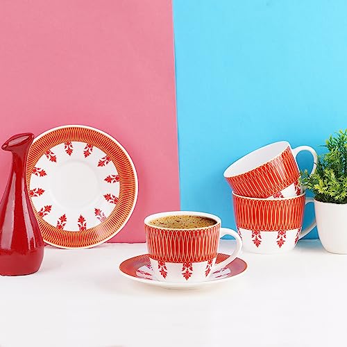 Image of Dandy Lines Royal Mumbai Red Coffee Mug Set - Pack of 12 - Perfect Coffee Mugs for Women /Men - Unique Design - Ideal for Home /Office - Premium Quality, Stylish Cups & Mugs Collection