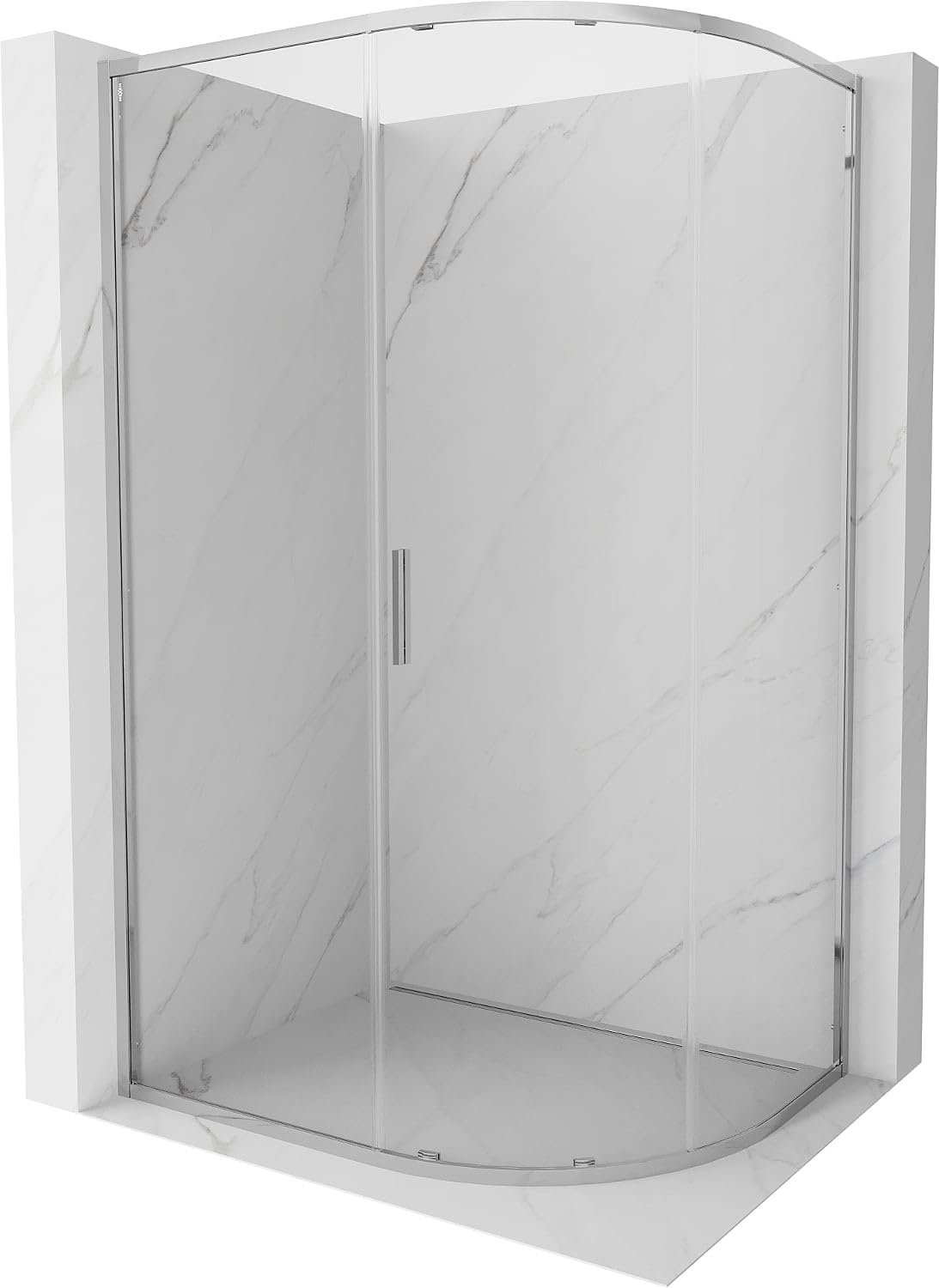 Mexen - Exo Box doccia semicircolare asimmetrico allungabile 120 x 90 cm, trasparente, cromato