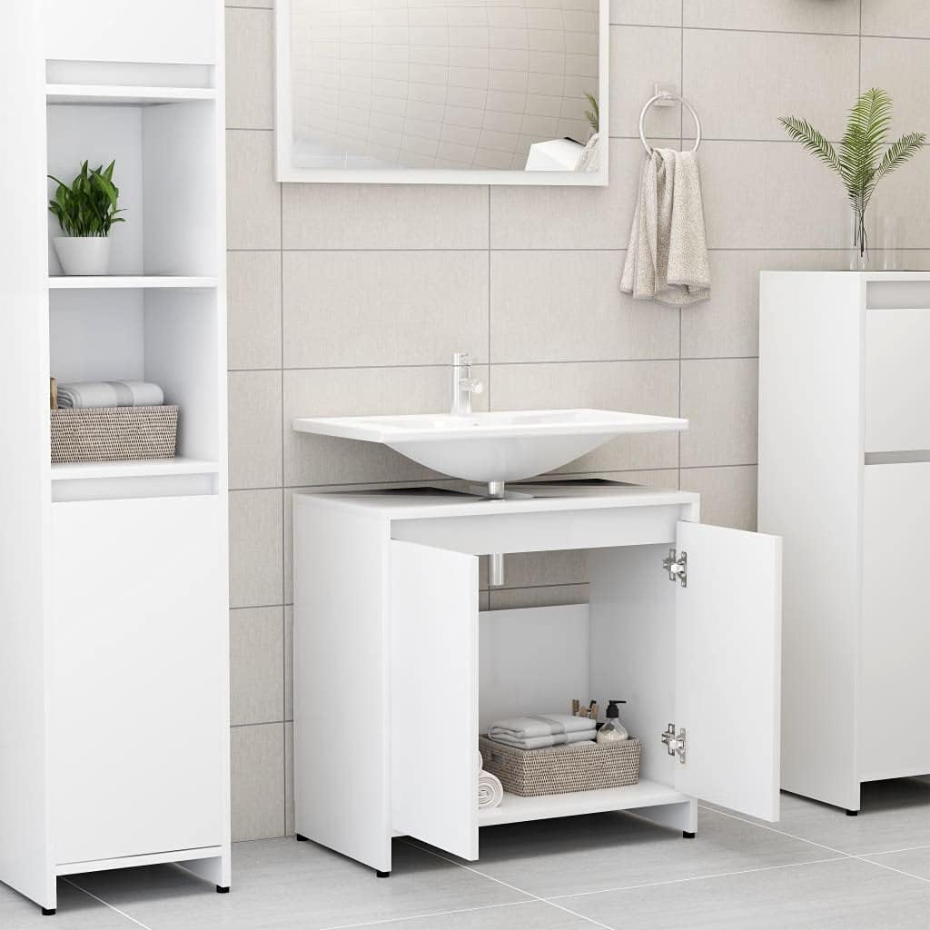Bathroom Pedestal Sink,Under Sink,Organizer,Vanity Storage,Easy to Clean,Bathroom Cabinet White 23.6"x13"x22.8" Chipboard