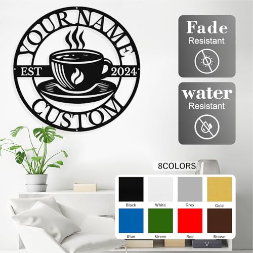 Image of Personalized Coffee Metal Sign, Custom Coffee Bar Signs, Custom Name Signs for Cafe Station, Coffee Wall Art Decor for Kitchen, Cafe Shop Decor, Cafe Lover Gift