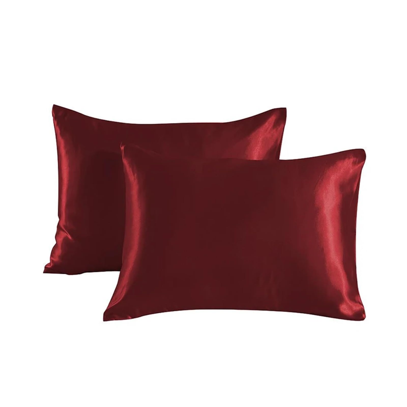 Silk Pillowcase 2Pc Satin Silk Pillow Real Silk Beauty Pillow Case Super Soft Pillow Case(Wine Red,51x66cm 20x26in)