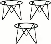 Suporte para Vaso de Planta, Ferro Preto, Design Geométrico, 20 cm x 15 cm, Conjunto com 3 Peças