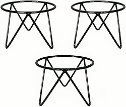 Suporte para Vaso de Planta, Ferro Preto, Design Geométrico, 20 cm x 15 cm, Conjunto com 3 Peças