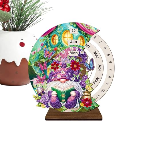 木製万年カレンダー,手作り ラインストーン 木製ブロック カレンダー アートキット | ホームデコレーション デスクスタンド 寝室・寮・学校・アパート・ホテル・教室 装飾品