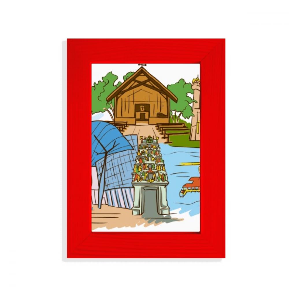 Cadre photo rouge Singapore Flavor grand format pour mur de cadres et photos