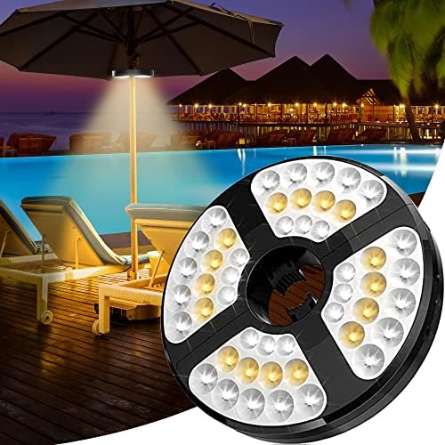 Patio Umbrella Light, Rechargeable Cordless Umbrella Lights 48 LED Lights 450 Lumens 3 Modes Umbrella Pole Light, 72 Hours Working Time Outdoor Patio Lights for Patio Umbrellas Camping Tent