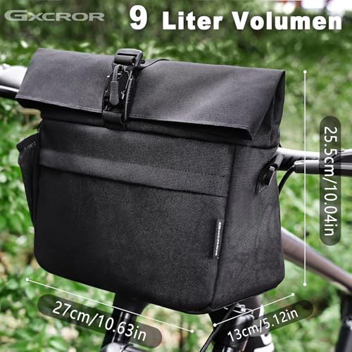 GXCROR Lenkertasche Fahrrad,9L,Fahrradtasche Lenker,Lenkertaschen,Fahrradlenkertasche mit Schultergurt