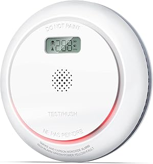 Smoke Detector Carbon Monoxide Detector Combo, 7-Year Replaceable Battery Operated Smoke and Carbon Monoxide Alarm with Visualized LCD Display and Test & Silence Function, 1 Pack