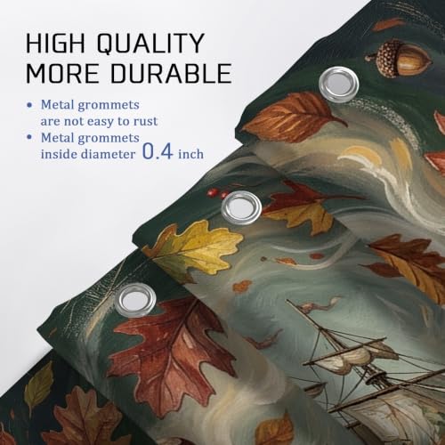 Rideau de douche extra long 183x243 cm en polyester imperméable vagues d'automne - 5