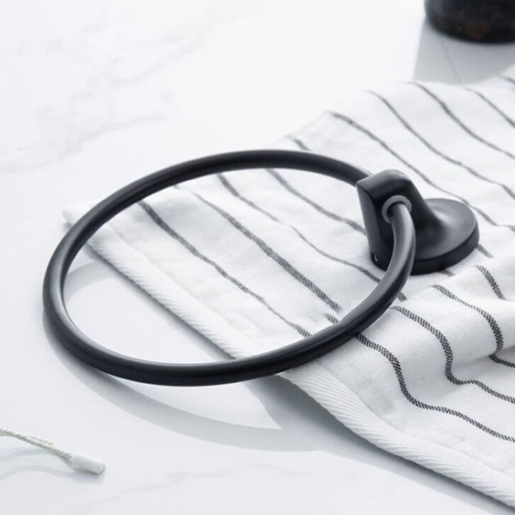 LSLYTQ Matte Black Finish Stainless Steel Wall Mounted Towel Ring, Bathroom Accessories, Round Towel Holder, Bathroom Towel Rack Hanger