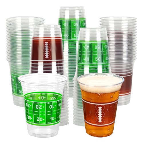 Football Cups Football Party Decorations 50Pcs 16oz Disposable Game Cup Tailgate Events Drinkware Decorations for Football Party Supplies Touchdown Favors Football Birthday Party Decorations