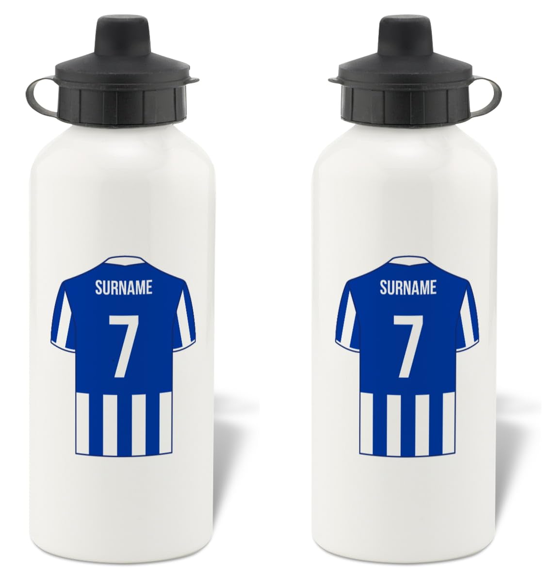 Go Find A Gift Personalised Football Shirt Design Aluminium Water Bottle for Brighton and Hove Albion FC fans - 600ml - White Bottle