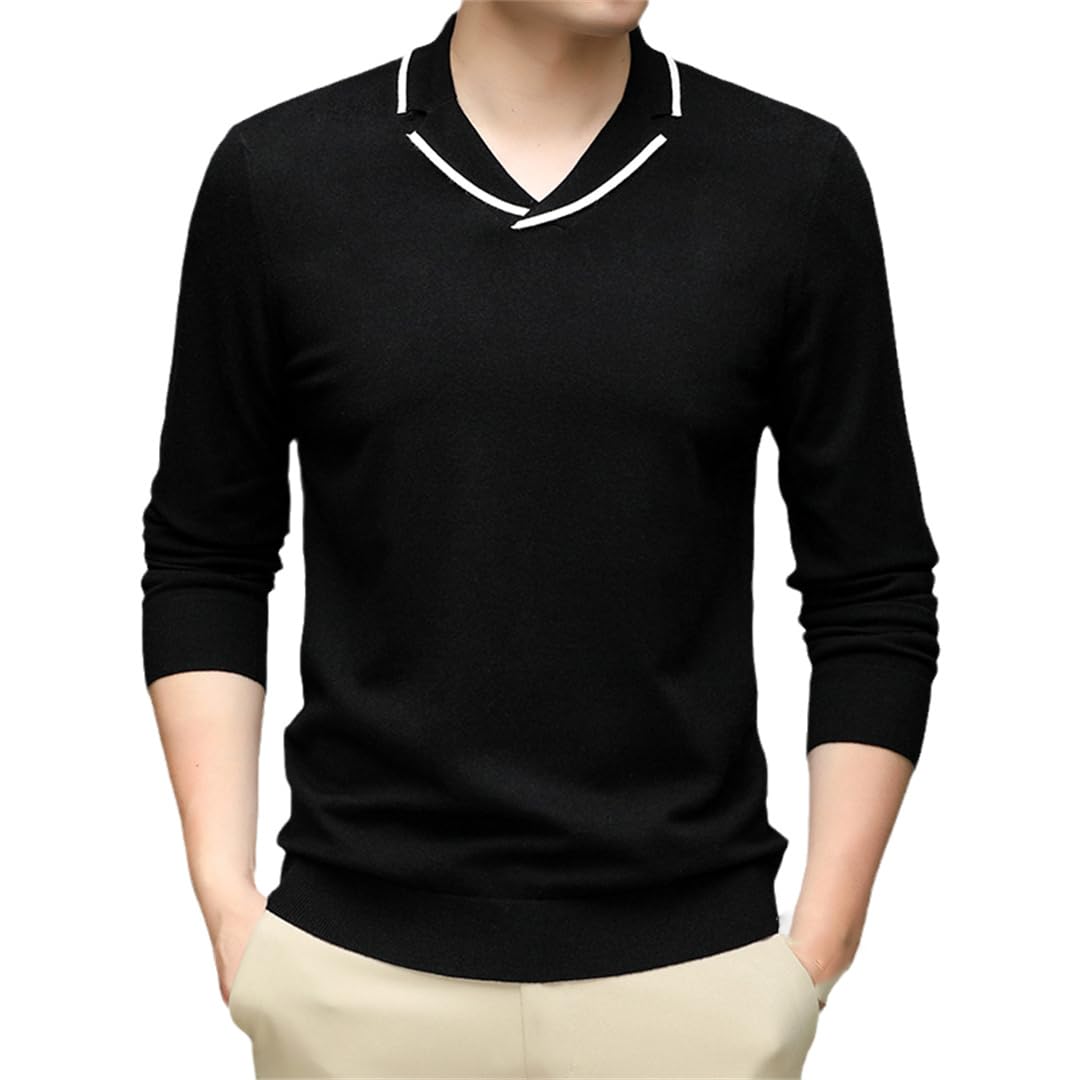 Maglione Casual da Uomo Autunno Inverno Tinta Unita Slim Fit Pullover Maglioni