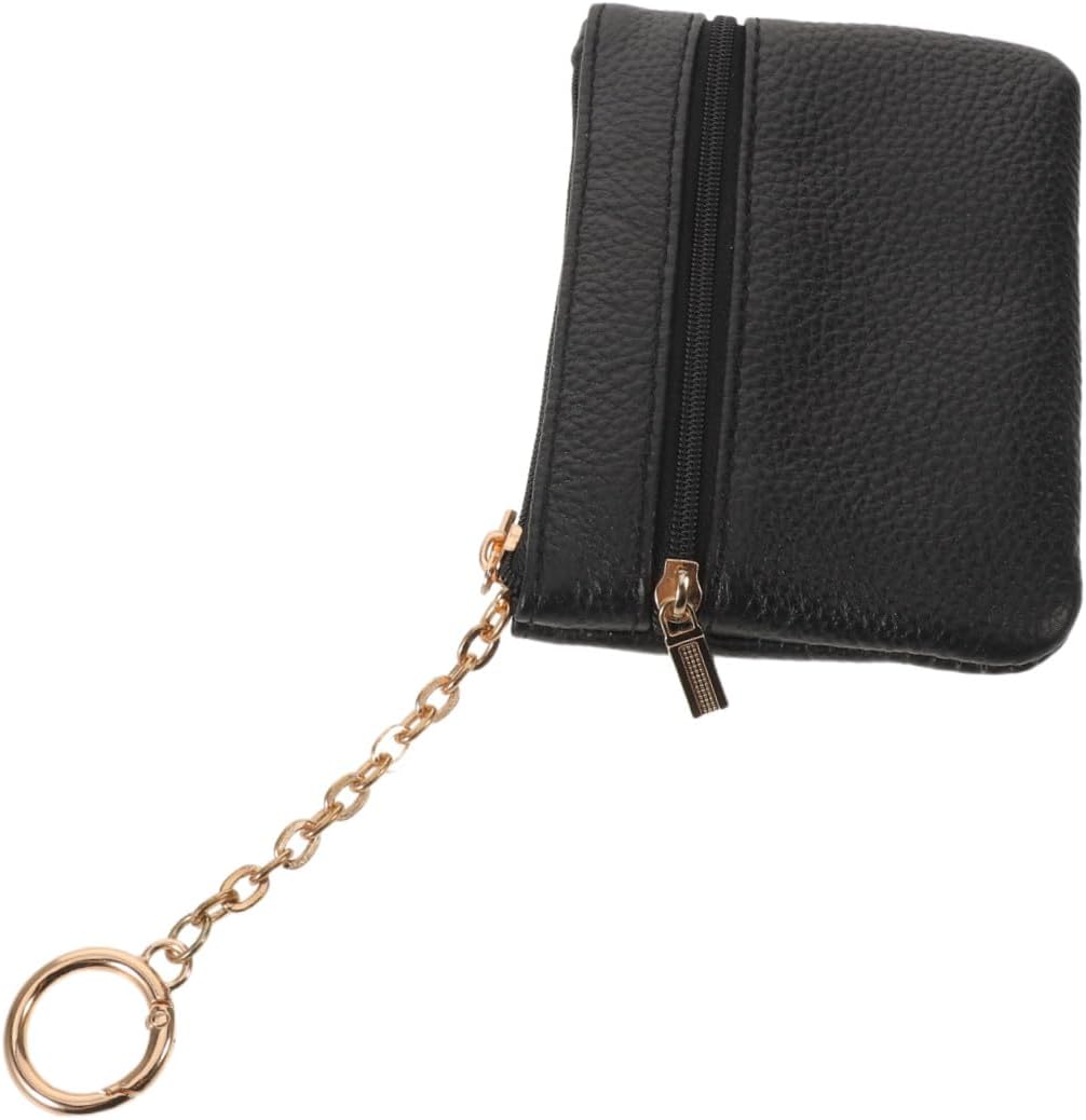 Key Holder Wallet for Women Mini Leather with Double Zipper Pocket