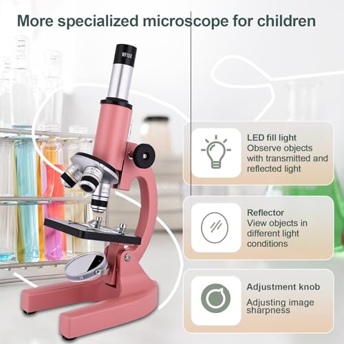 Image of Microscope for Kids & Adults,40X-2000X Magnification Microscope for Kids 8-12, with LED Fill Light & Phone Holder, Great for School Labs and Home Schooling
