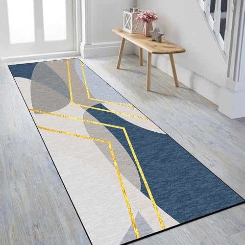 Alfombra de pasillo lavable de microfibra de pelo corto antimanchas y suave de 55x190 cm 4