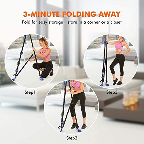 Hurbo Vertical Climber Home Gym Exercise Folding Climbing Machine Exercise Bike for Home Body Trainer Stepper Cardio Workout Training Non-Stick Grips Legs Arms Abs Calf (Blue)