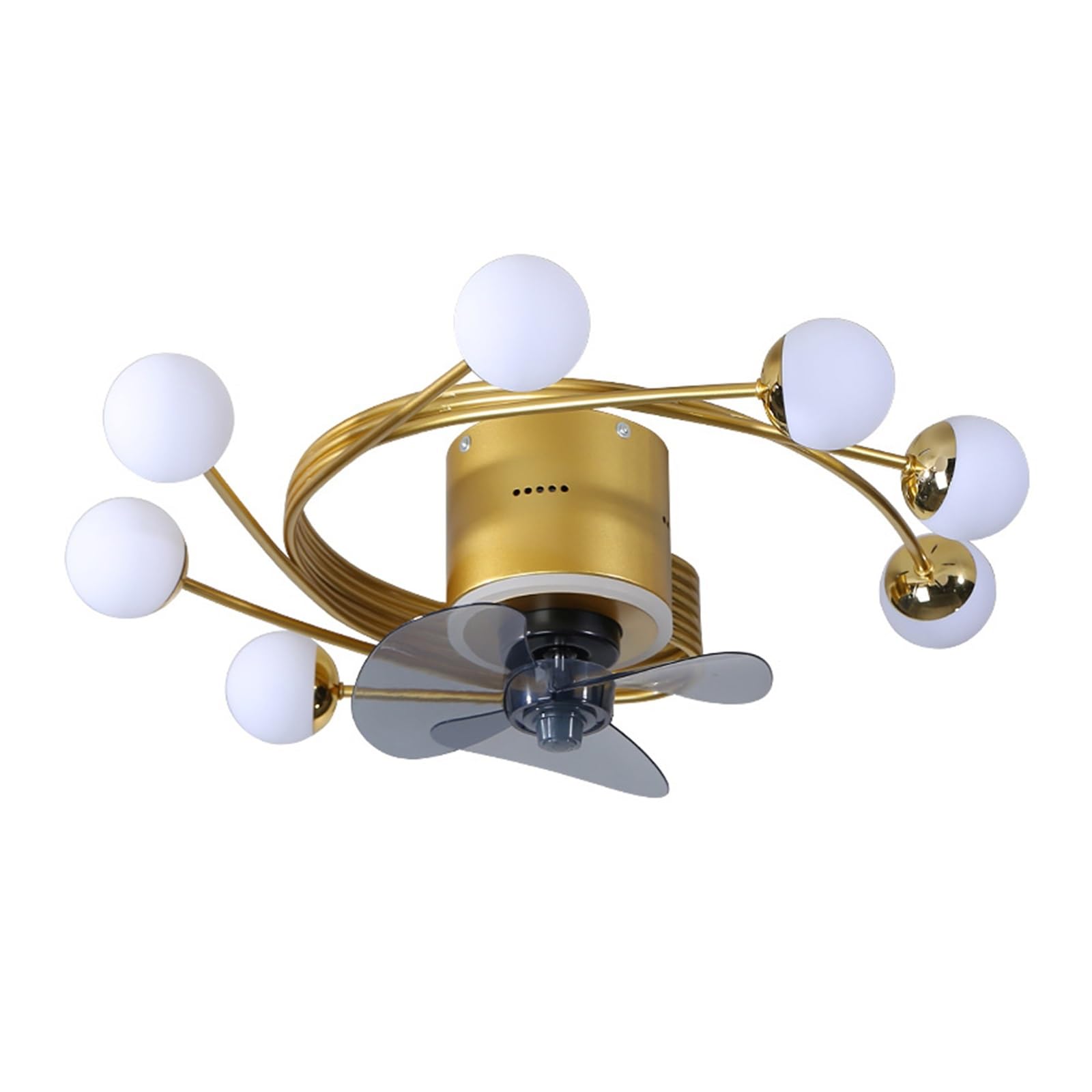 KOESRXNQW Nordic Art Chandelier Ceiling Fan Without Blades Bedroom Lamp Fans with Lights Decorative Led Lamps Quiet Cooling(Oro)