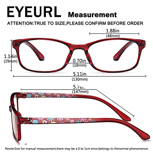 Eyeurl Lightweight Flexible Reading Glasses Women - Magnification +1.75 Computer Eyeglasses Blue Light Blocking And Hard Case #TOP2