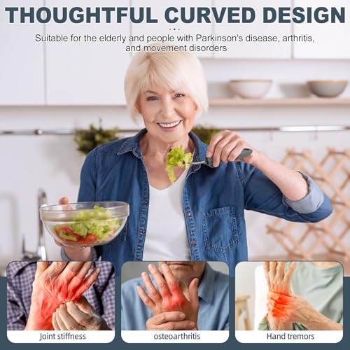 CEOTIS Adaptive Utensils Set (4-Piece) with Nonslip Handle and 42° Angled Easy Grip Spoon & Fork for Seniors, Disabled Individuals, and Arthritis - Image 3