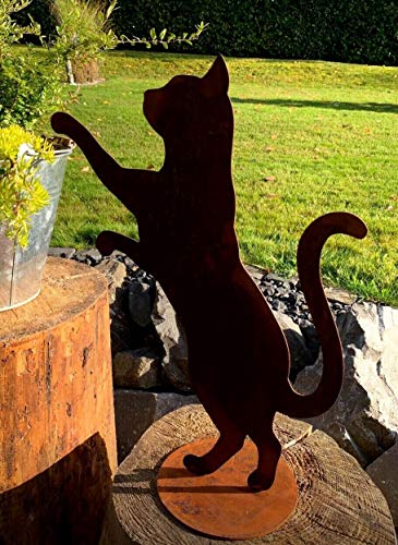 villa-lilla Spielende Katze Skulptur Topfgucker Edelrost Rost Deko Figur 52 cm Cover