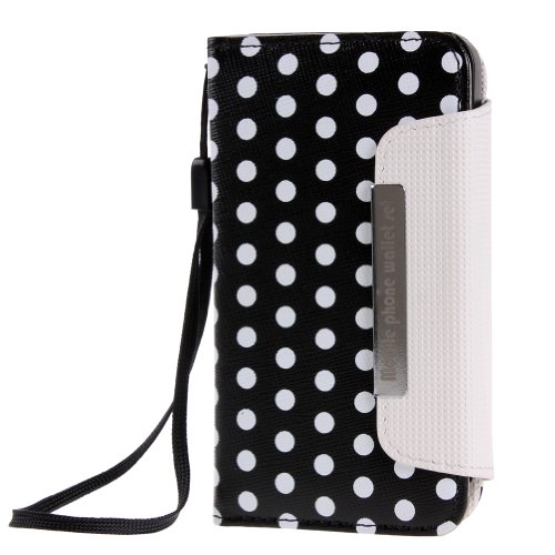 Wisedeal Colorful Polka Dot Wallet Flip Case Pouch Cover for iPhone 4 4s