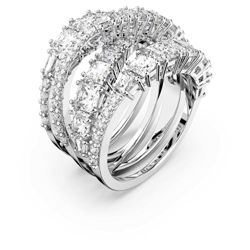 Miniatura 2 de Swarovski Hyperbola anillo, tallas mixtas, blanco, chapado en rodio