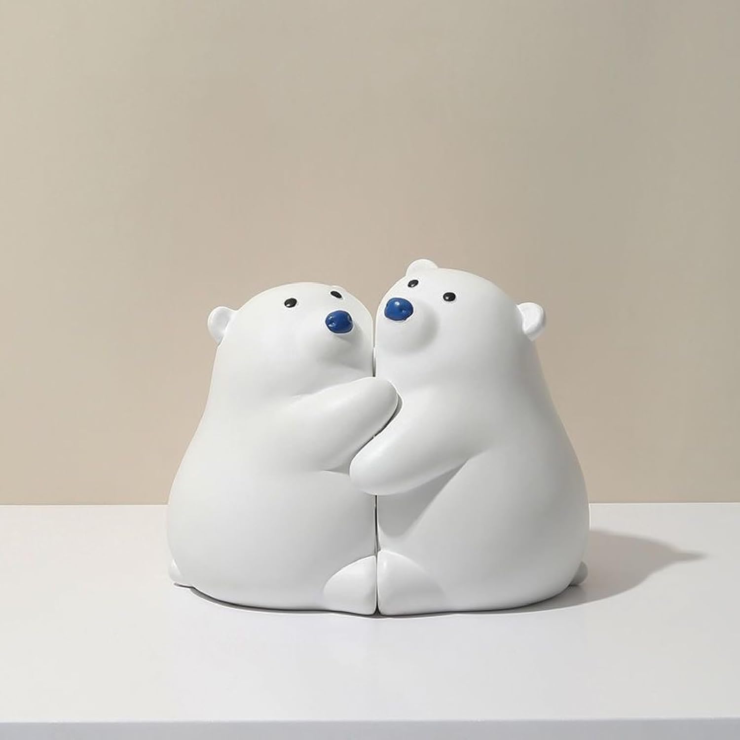 2 Pcs Cute Polar Bears Decorative Bookends, Cartoon Polar Bears Hugging Book Ends, Creative Bears Book Holder, Book Stopper, Unique Hug Bears Bookend Ornament for Shelf Desk Home Office