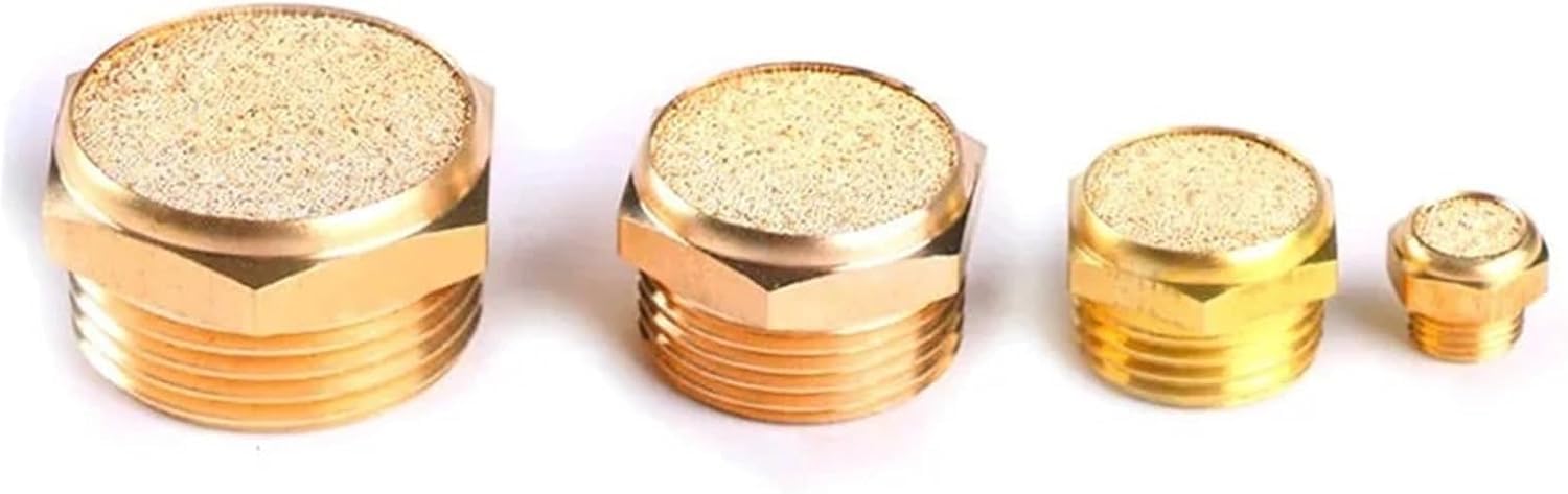 Filtro antirumore dell'aria, 10 pezzi | Silenziatore di scarico pneumatico Silenziatore BSP Filettatura maschio Ottone Lungo corto(Short-03)