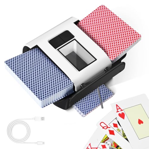CARDSPIN Automatic Card Shuffler 2-Deck for Poker & Blackjack, Palm-Sized, Battery-Powered, Portable Electric Card Shuffler Machine for Home Games, Travel, Casino (W1)