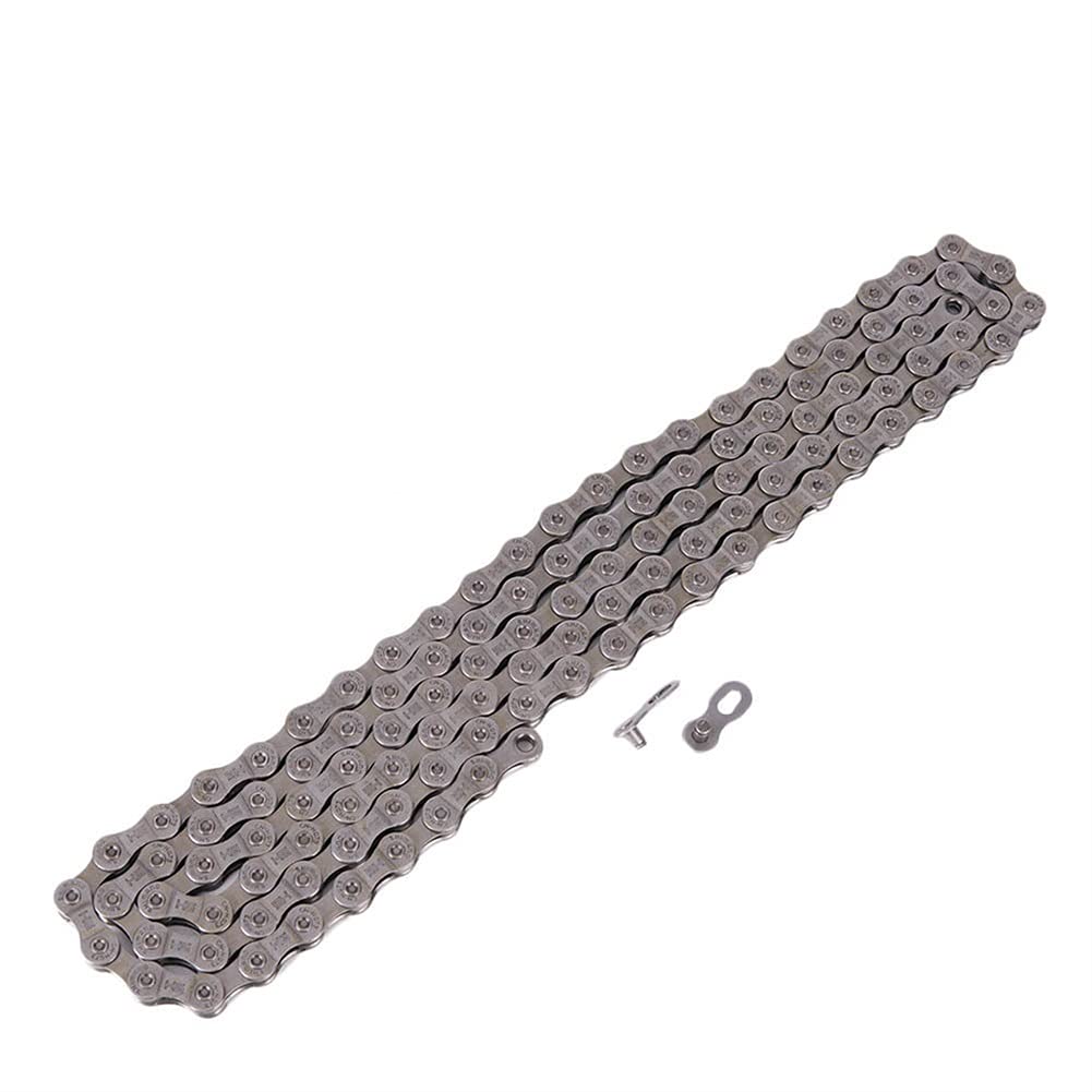 Fahrradketten 9-fach Fahrradkette 116 Glieder Fahrradkette mit magischer Schnalle Fahrradzubehör für die meisten Fahrräder für die meisten Fahrräder (Color : Silver, Size : 116links) (Silver 116link