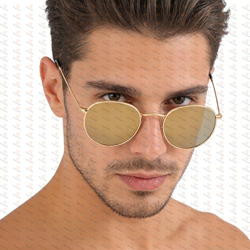 Image of Kursan Small Round Metal Polarized Sunglasses for Men Women Mirrored Lens Classic Circle Sun Glasses