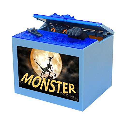 Monster Dinosaur Moving Musical Electronic Chirldren Coin Money Saving Piggy Bank Box