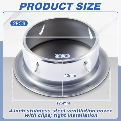 Image of VIHOSE 2 Pcs 4 Inch Od Dryer Vent Cap Galvanized Round Dryer Vent Cover Inside Galvanized Steel Tee Duct End Cap Pipe Cover Metal Plug for Outdoor and Indoor HVAC Systems