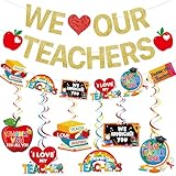 We Love Our Teachers Banner Teacher Appreciation Banner Thank You Banner Teacher Appreciation Decorations with Teacher Appreciation Hanging Decorations for Teachers Day Party Decorations