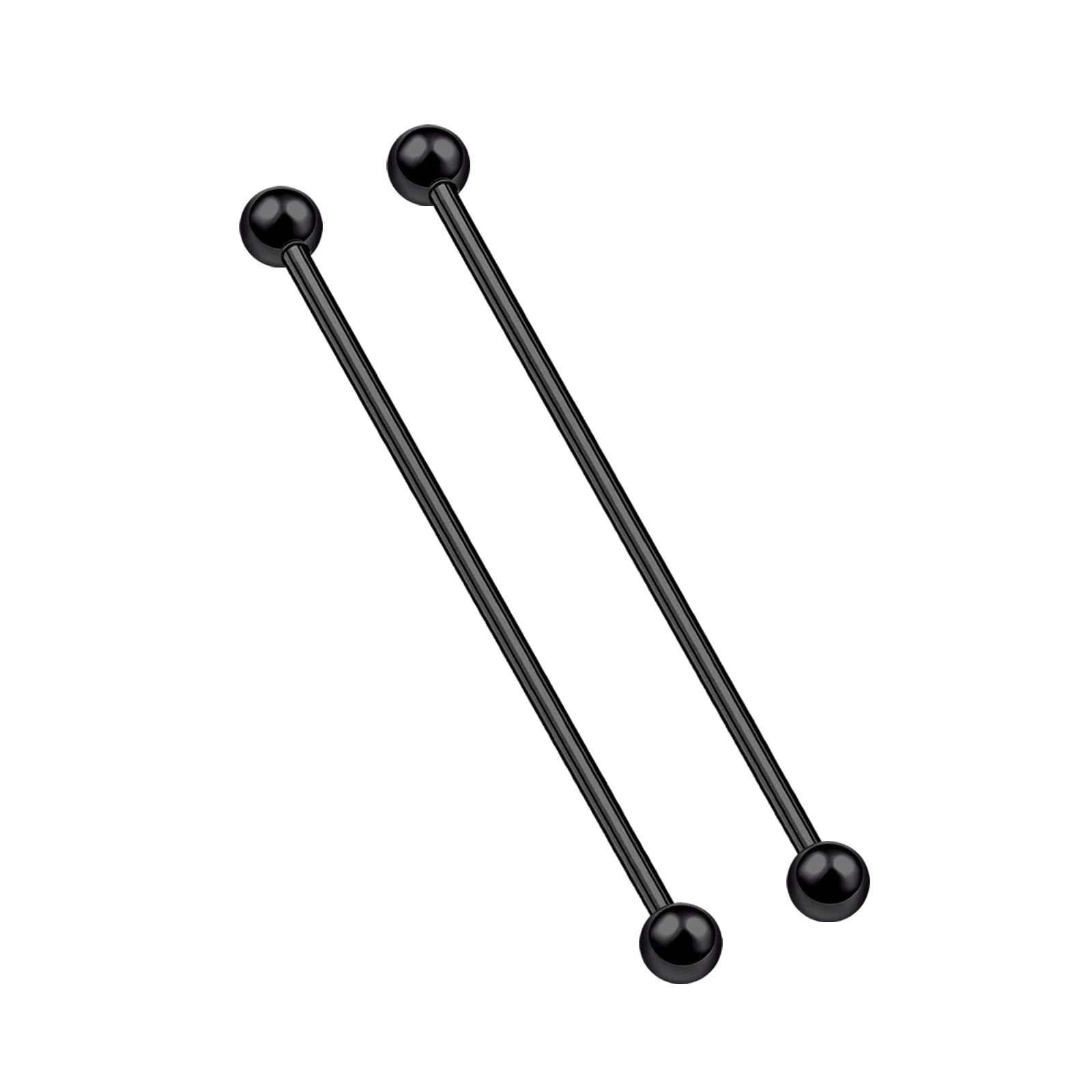 Generic2Pcs Black Anodized 14g industrial barbell piercing Piercing Jewelry 5mm Ball More Choices