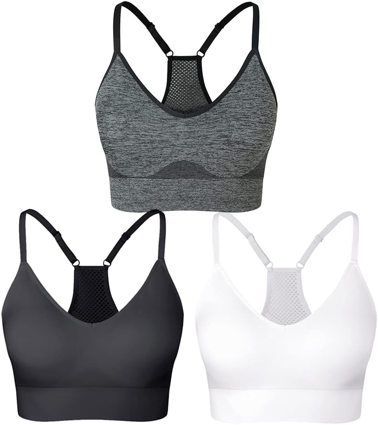 Women’s Sports Bra Padded Racerback Workout Yoga Bras with Adjustable Straps
