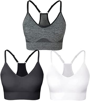 SEGRILA Sport-bh's voor dames, multipack work-out-bh's, gewatteerde racerback yoga-bh's, XL