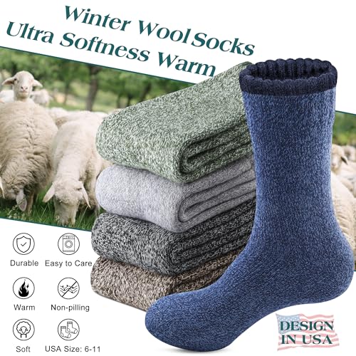 5 Pack Merino Wool Socks - Men's Winter Warm Thermal Hiking Socks for Camping and Cozy Wear2