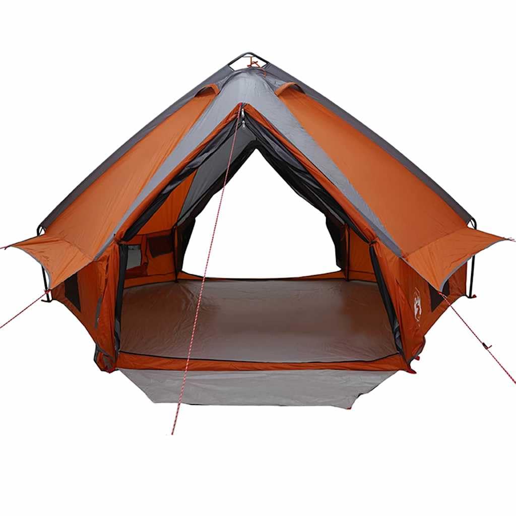 Tenda Teepee 8 persone, grigio e arancione, poliestere 185T con borsa per