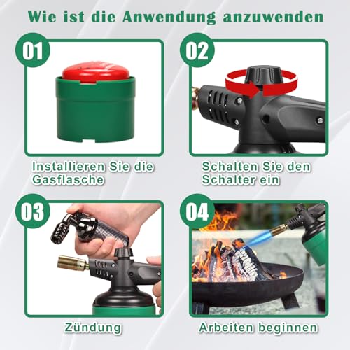 Lötbrenner Dominox Lötlampe Set für Butangas Kartusche 1300°C
