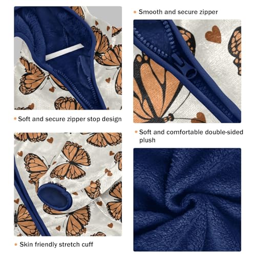 Funny Colorful Butterfly Girls Fleece Jacket Girls Fall Jacket Girls Zip Up Hoodie Girls Sherpa Jacket 2-10T3