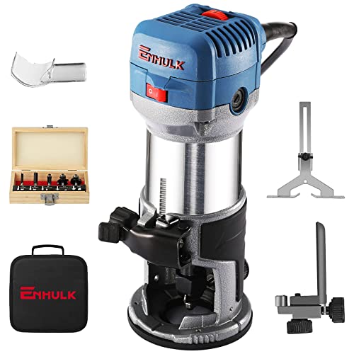 Wood Router Tool, Enhulk 6.5-AMP 1.25HP Compact Trim Router for ...