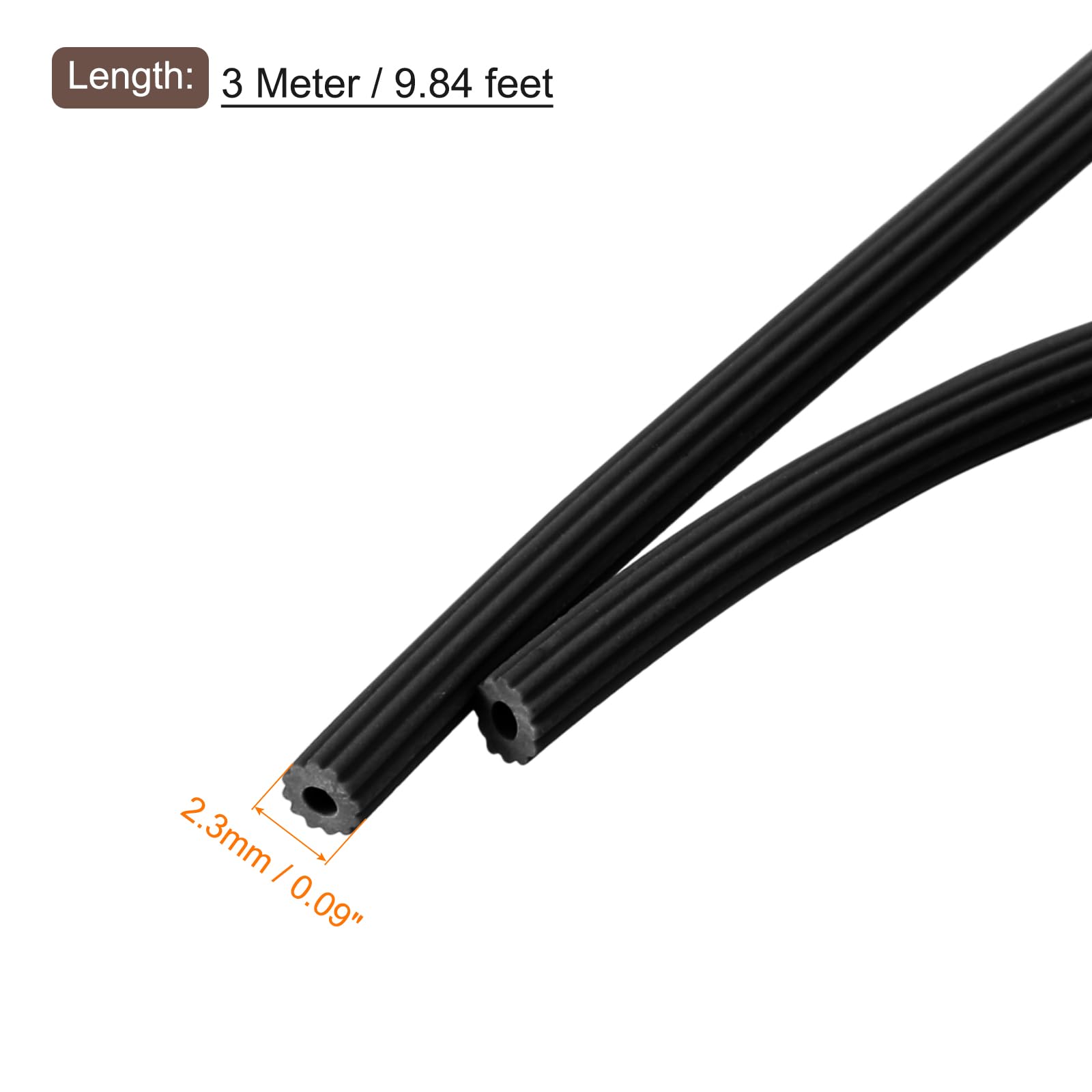 sourcing map Spline de fixation ronde de 0,2 cm x 3 m pour écran de porte et fenêtre, noir