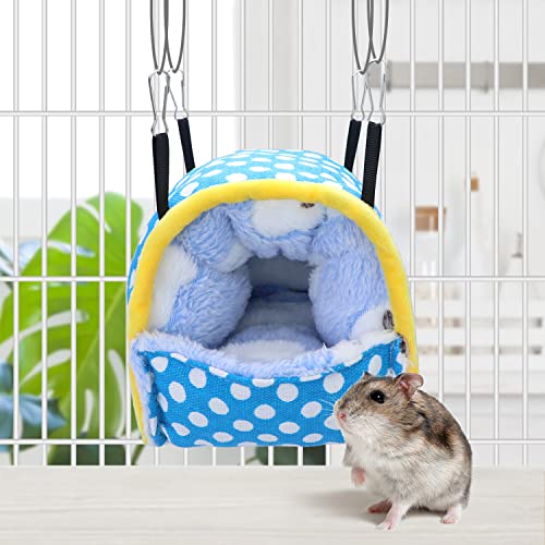 Wontee Hamster Bed Hideout Sugar Glider Hammock Small Animal Warm Bed House For Hamsters Hedgehogs Sugar Glider Gerbils Mice (Medium, Blue) #TOP2