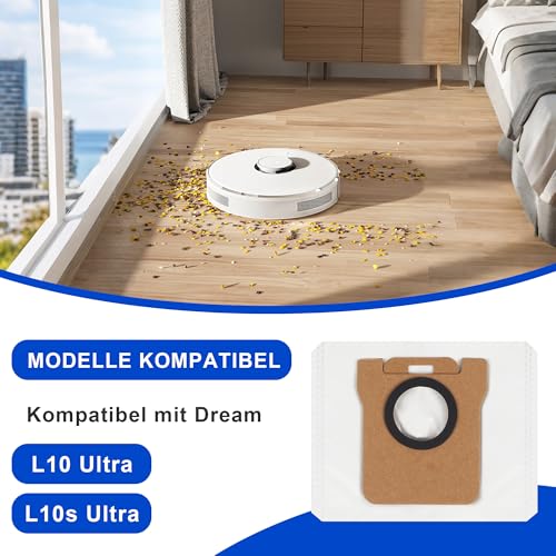 18 teiliges Zubehörset für Dreame L10s Ultra / L10 Ultra/für Xiaomi X20+,enthält1 Hauptbürste, 4 Wischpads, 4 Staubbeutel, 4 Seitenbürsten, 4 HEPA Filter, 1 Reinigungsbürste