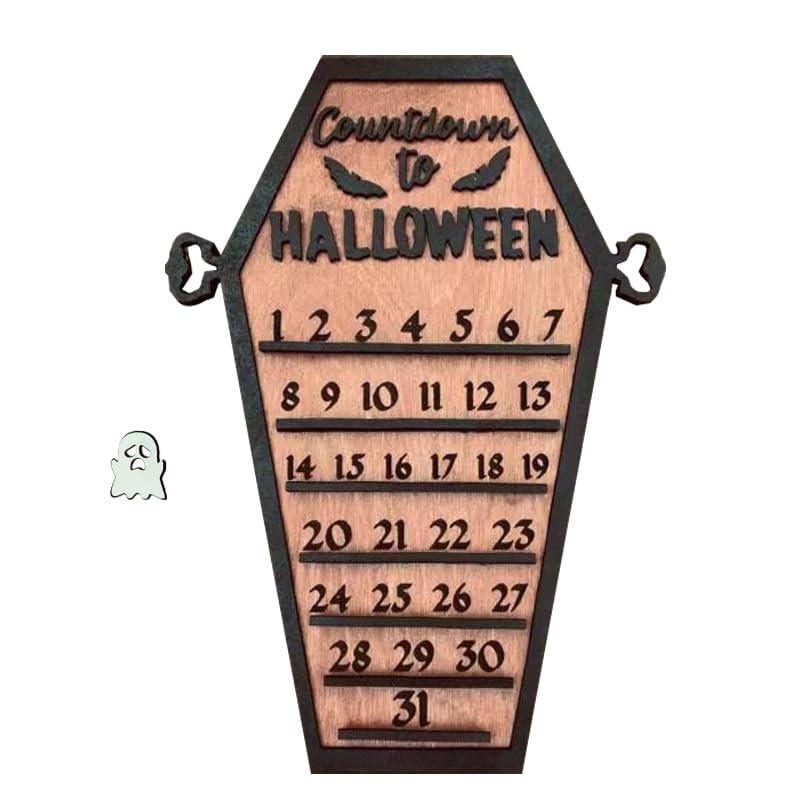 Legno Conto Alla Rovescia Disegno Zucca In Legno Per Halloween, Calendario Di Halloween Decorazione Della Parete Con Blocco Rimovibile
